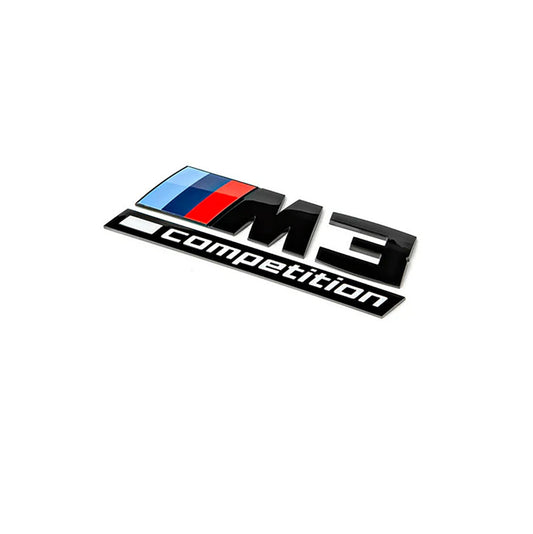 BMW M3 Competition Black Emblem. Black BMW M3 Trunk Badge Active