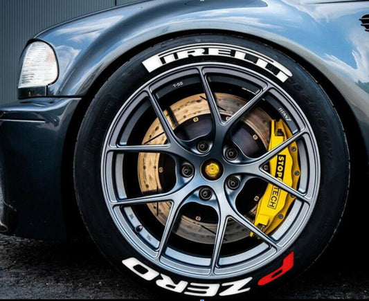 Permanent Tire Lettering Stickers Pirelli P Zero set 4 wheels 32mm for 14" to 22"