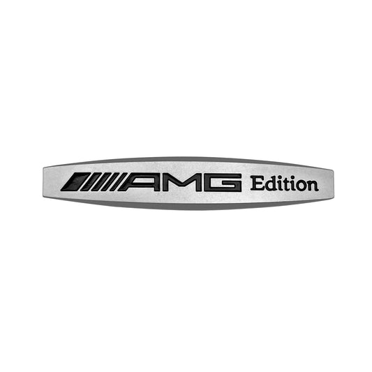 Mercedes Benz 2X AMG Edition Silver Emblem Metal Side Fender Skirts 3D Badge