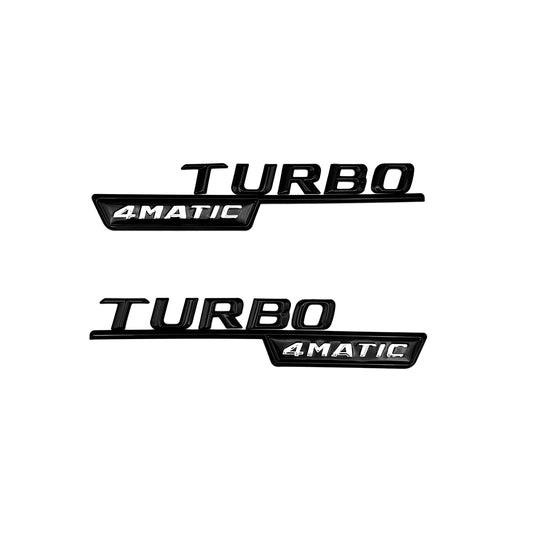 2017+ Mercedes Benz GLA45 AMG TURBO 4MATIC Emblem Side Fender Matte Black OEM 3D