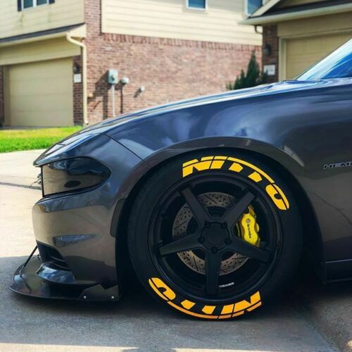 Permanent Tire Lettering Stickers Nitto Yellow set 4 wheels 1.25" for 14" to 22"