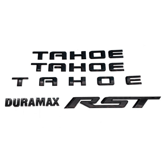 2021-2022 Chevrolet Tahoe Door Tailgate Duramax Rst Emblems in Gloss Black NEW
