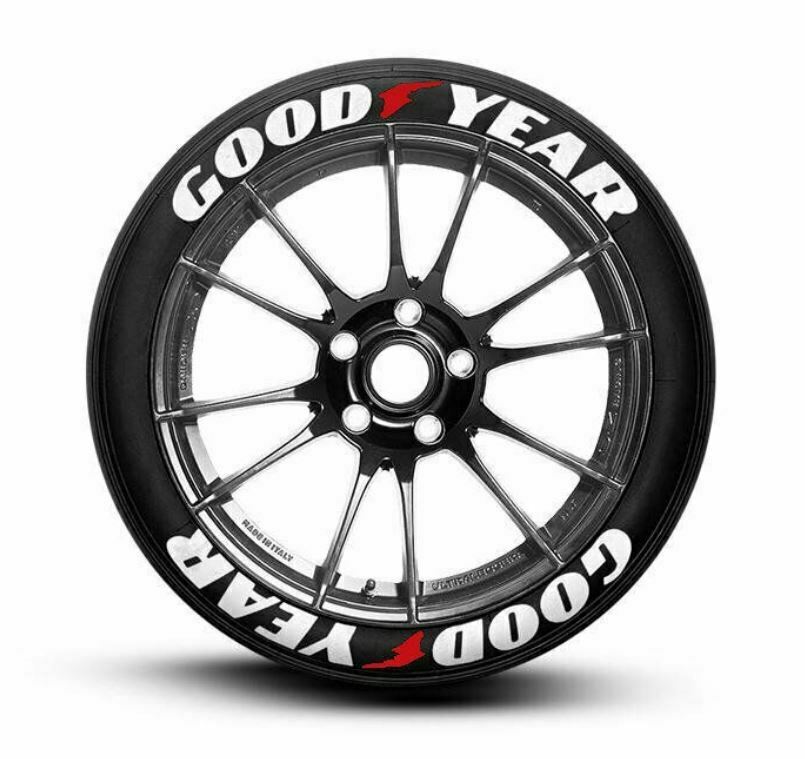 Permanent Tire Lettering Stickers Good Year set 4 wheels 1.25" for 14" to 24"