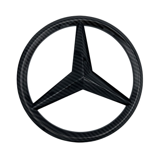 Mercedes-Benz C E GL AMG Front Star Emblem Cover Sport Carbon Fiber Look Grill Badge