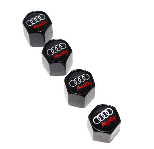 4x Black aluminium Tire Air Valve Cap For Most Audi Cars, Trucks & SUVs