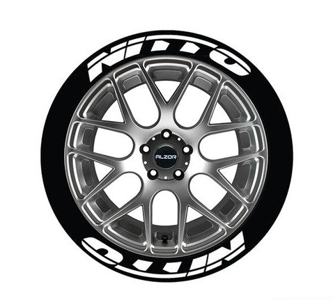 Permanent Tire Lettering Stickers Nitto set for 4 wheels 1.25" for 14" to 24"