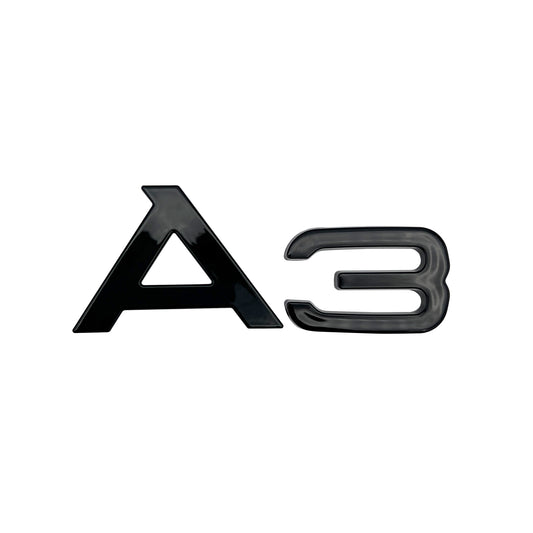 Audi A3 Gloss Black Emblem 3D Badge Rear Trunk Lid for S Line Logo Nameplate