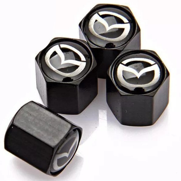 4x Black aluminium Tire Air Valve Cap For Most Mazda Cars, Trucks & SUVs
