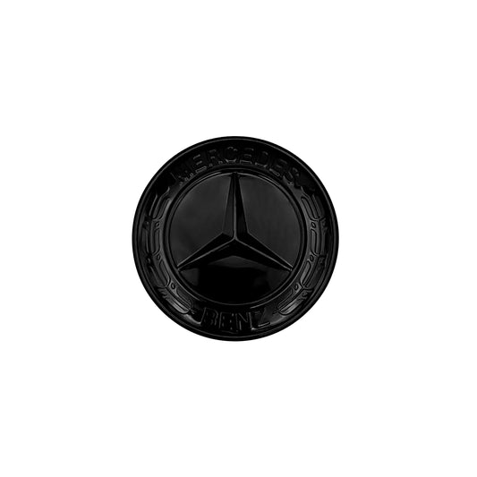 Mercedes Benz C AMG Front Hood Emblem Matte Black Flat Laurel Wreath Badge 57mm