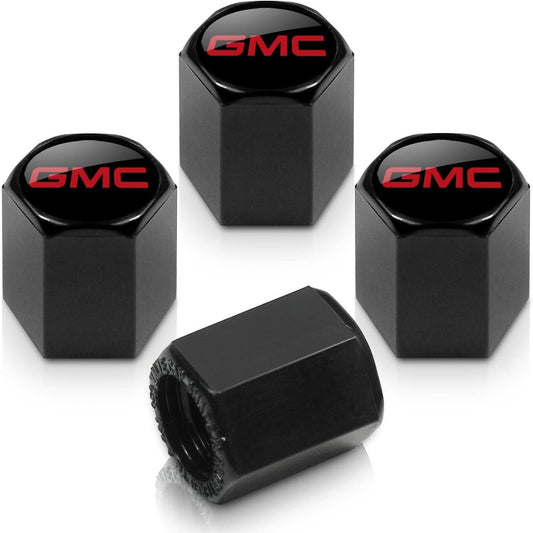 4x Black aluminium Tire Air Valve Cap For Most GMC Cars, Trucks & SUVs