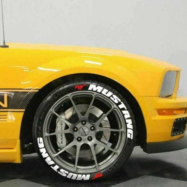 Permanent Tire Lettering Stickers Mustang set for 4 wheels 1.25" for 14" to 24"