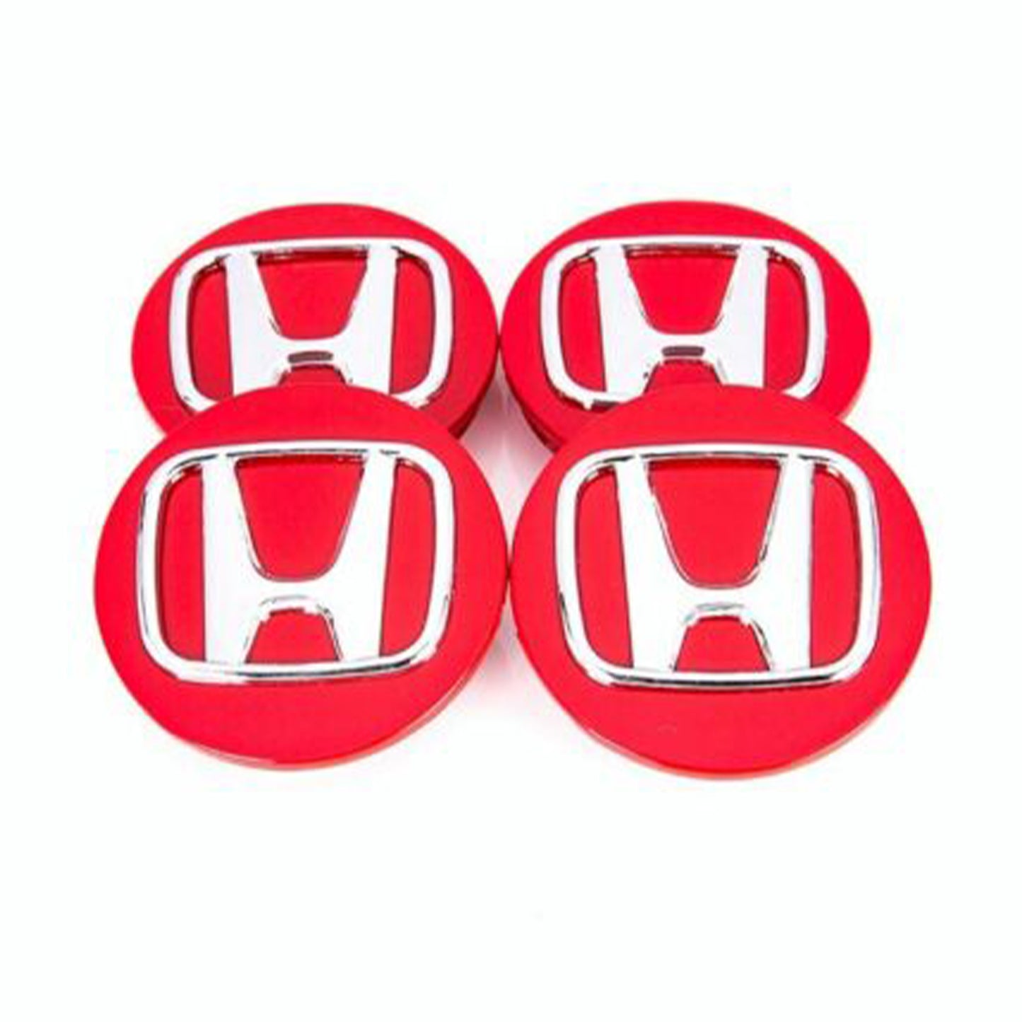 Honda Set of 4 Wheel Rim Center Caps Red/Chrome Logo 69MM/2.75