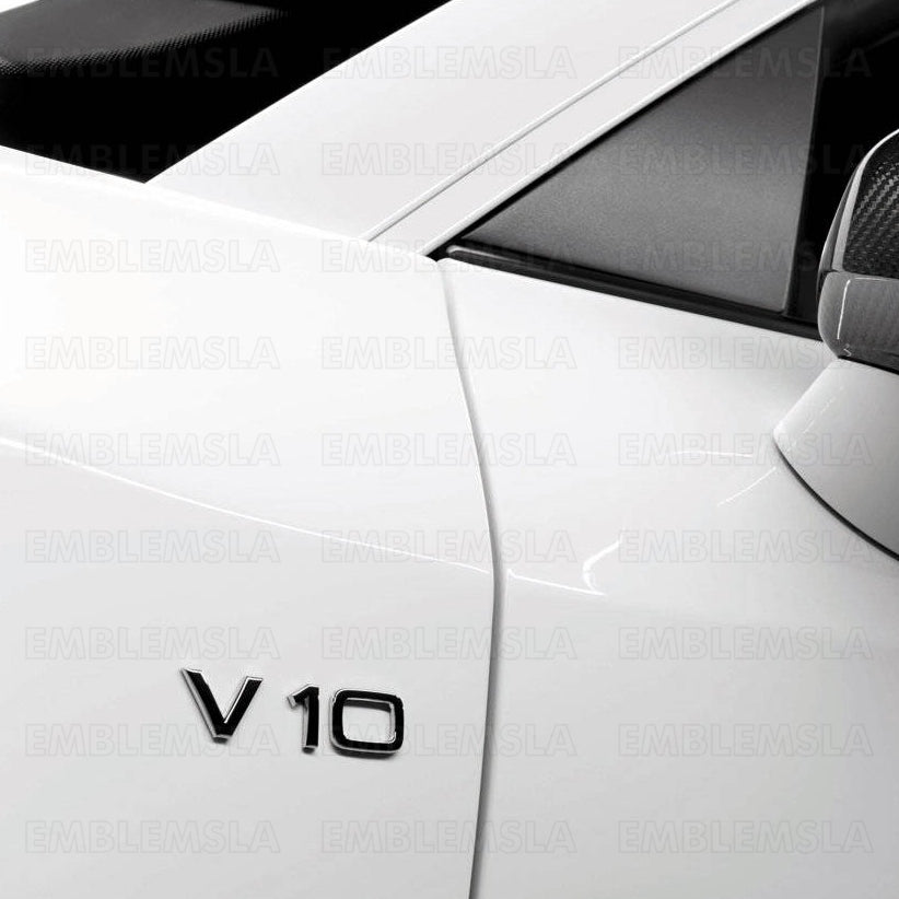 Audi V10 Emblem Gloss Black OEM Side Fender Badge A4 A5 A6 A7 S6 Q3 Q5 Q7 TT