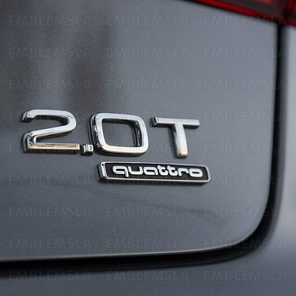 Audi 2.0T Emblem Matte Black 3D Badge Trunk for Nameplate OEM Compact S Line A4