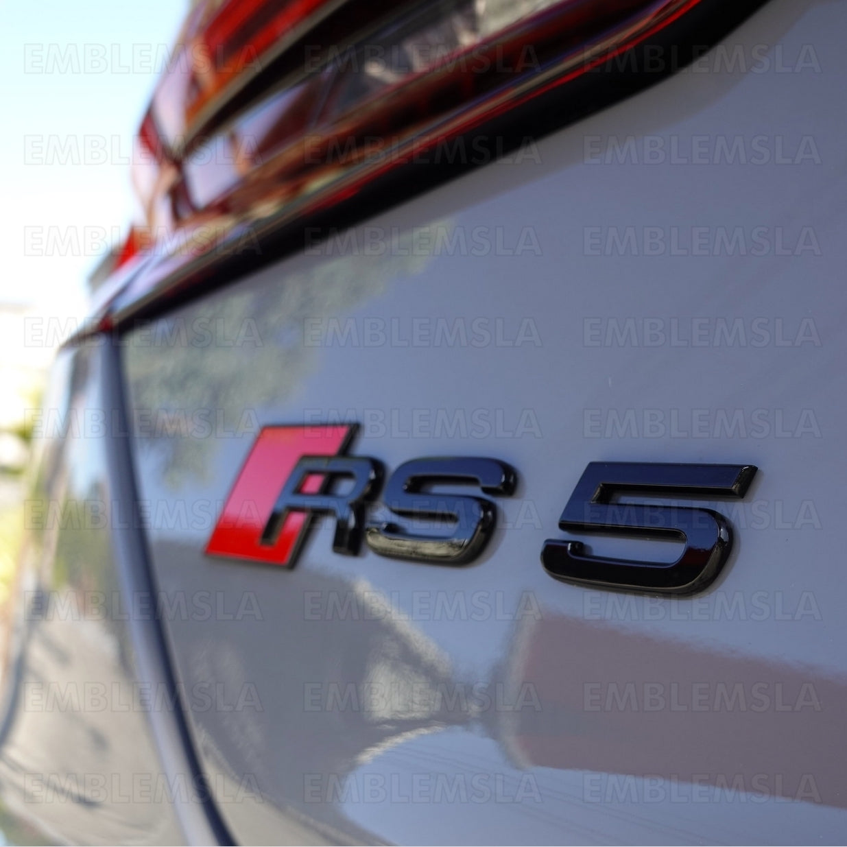 Audi RS5 Gloss Black Emblem 3D Badge Rear Trunk Tailgate for Audi RS5 S5 Logo A5