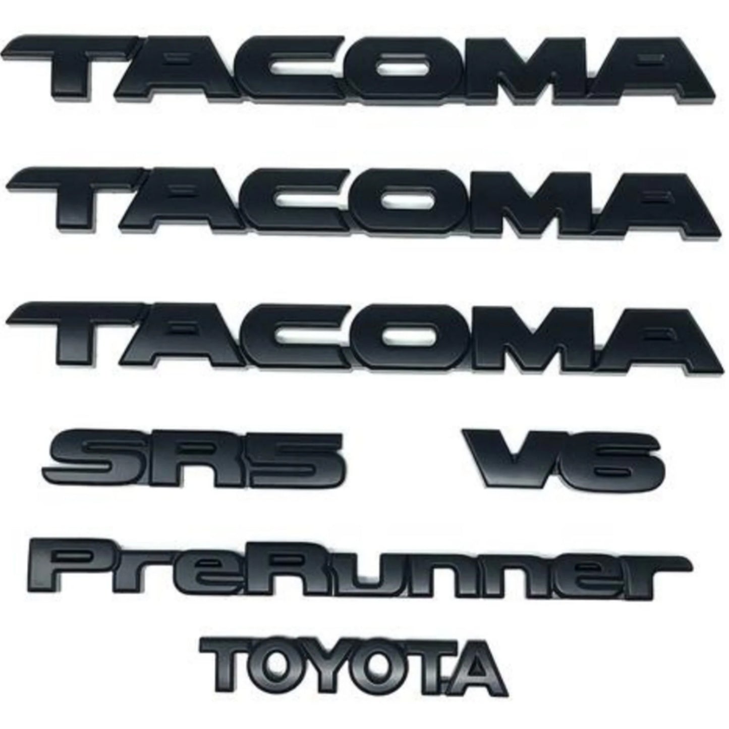 2005-2015 Toyota Tacoma Prerunner V6 7PCS Overlay Kits Matte Black Emblem Nameplate