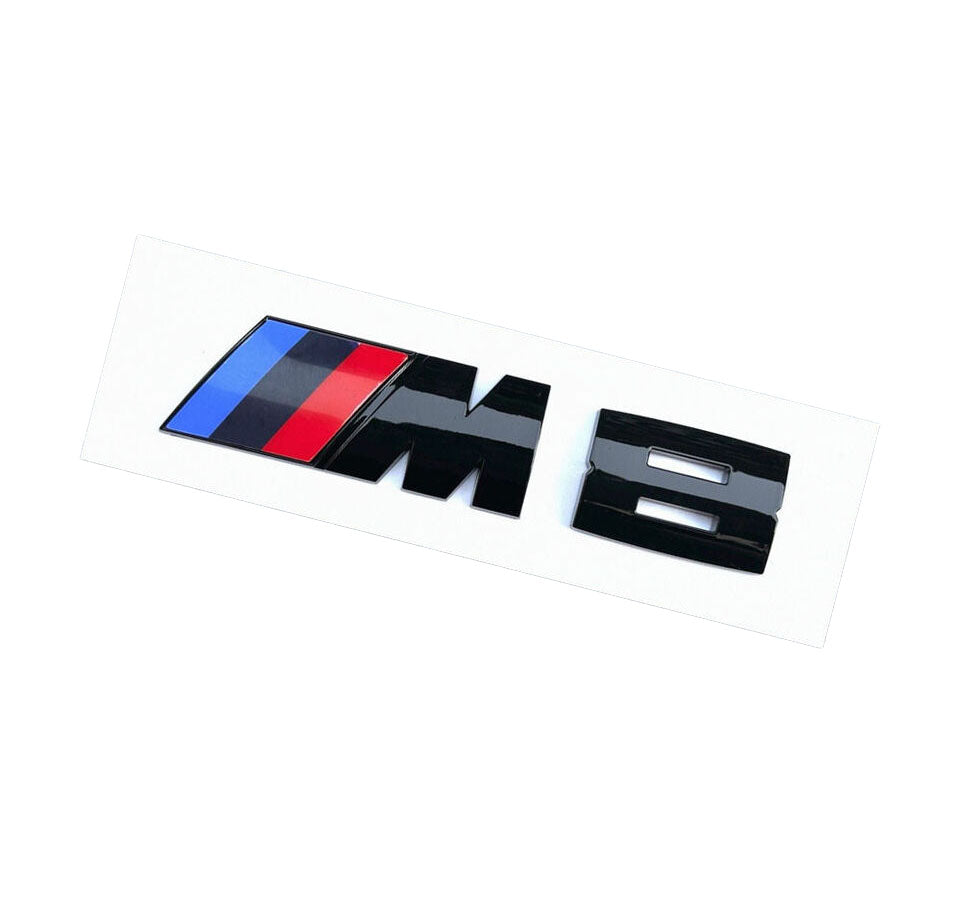 BMW M8 Black Emblem. Black BMW M Trunk Badge Active