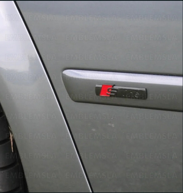 Audi S-Line Gloss Black Badge Emblem 3D A3 A4 A5 A6 A7 Q5 TT Side Fender