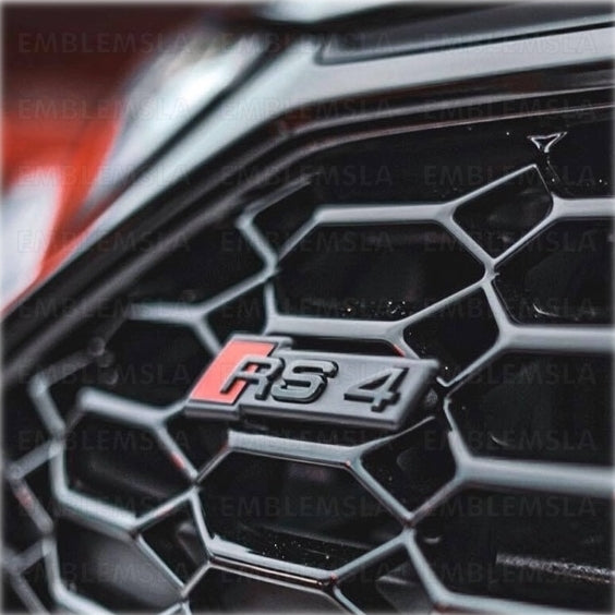 Audi RS4 Front Grill Emblem Gloss Black for RS4 A S4 Hood Grille Badge Nameplate