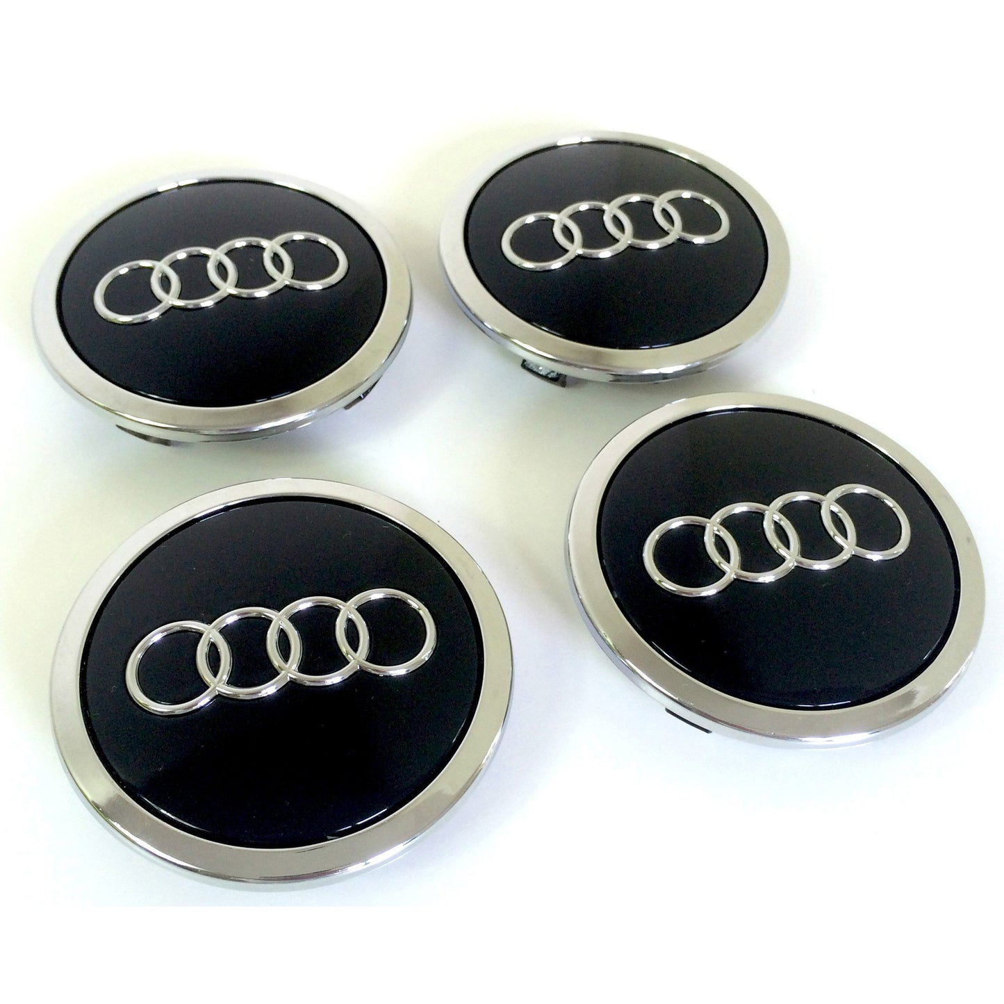 Audi 69mm Black Chrome Wheel Rim Center Hub Caps Emblem 4PC Set