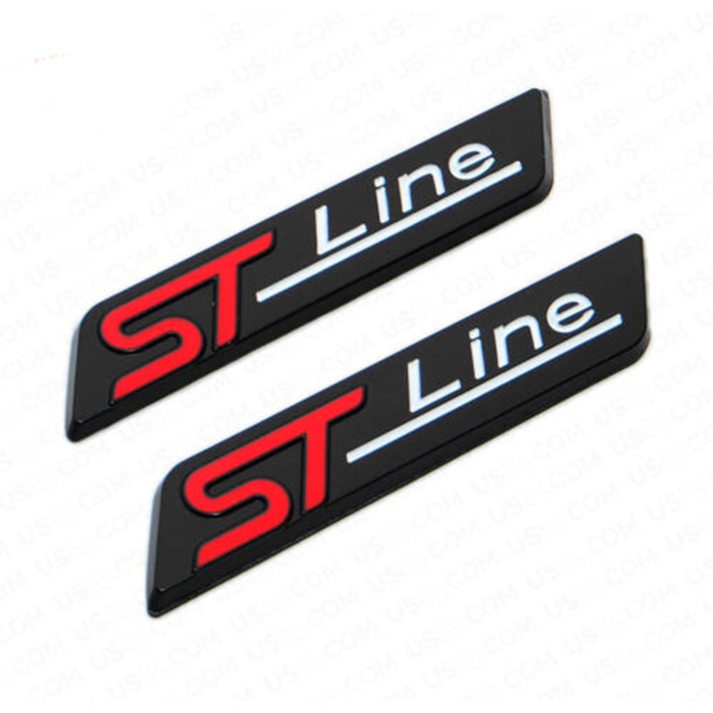 Ford 2x ST LINE Car Sport Fender Marker Badge Racing Emblem Black Red Decor