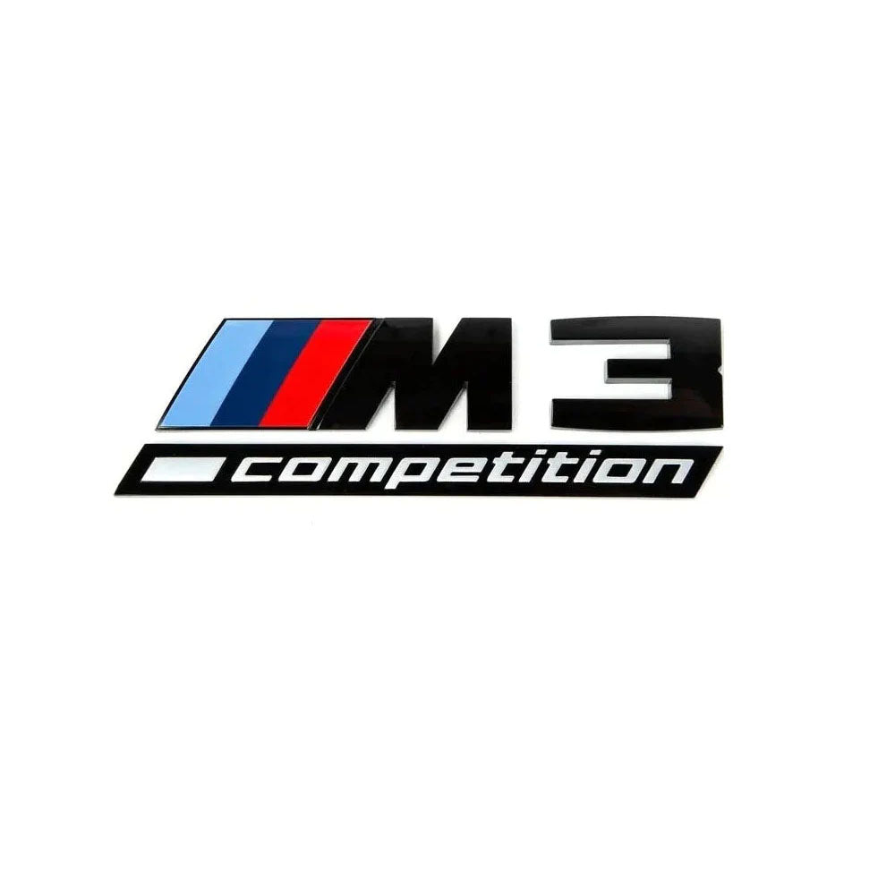 BMW M3 Competition Black Emblem. Black BMW M3 Trunk Badge Active