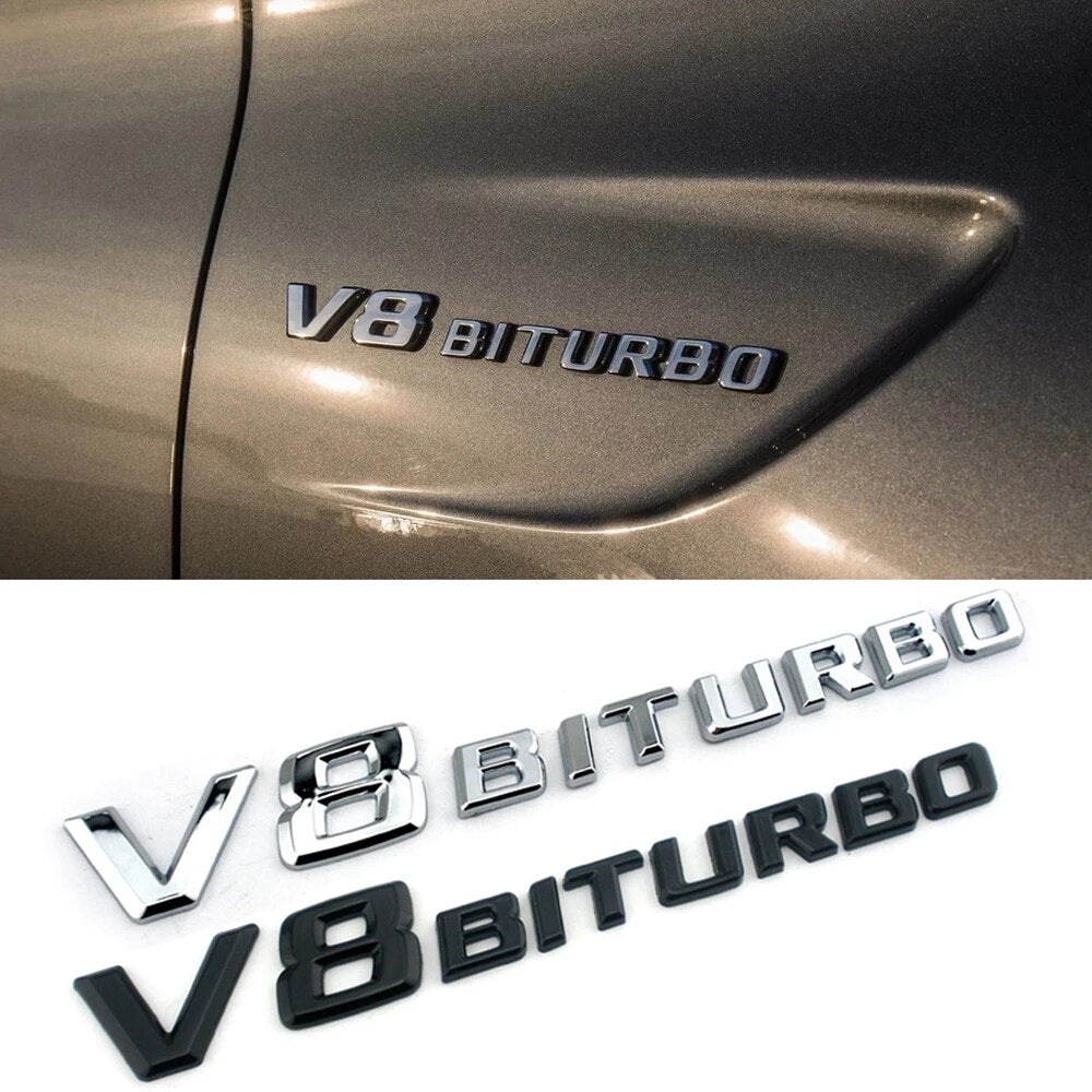 2017+ Mercedes Benz C63 E63 AMG V8 BiTurbo Emblem Chrome Side Fender 3D Badge