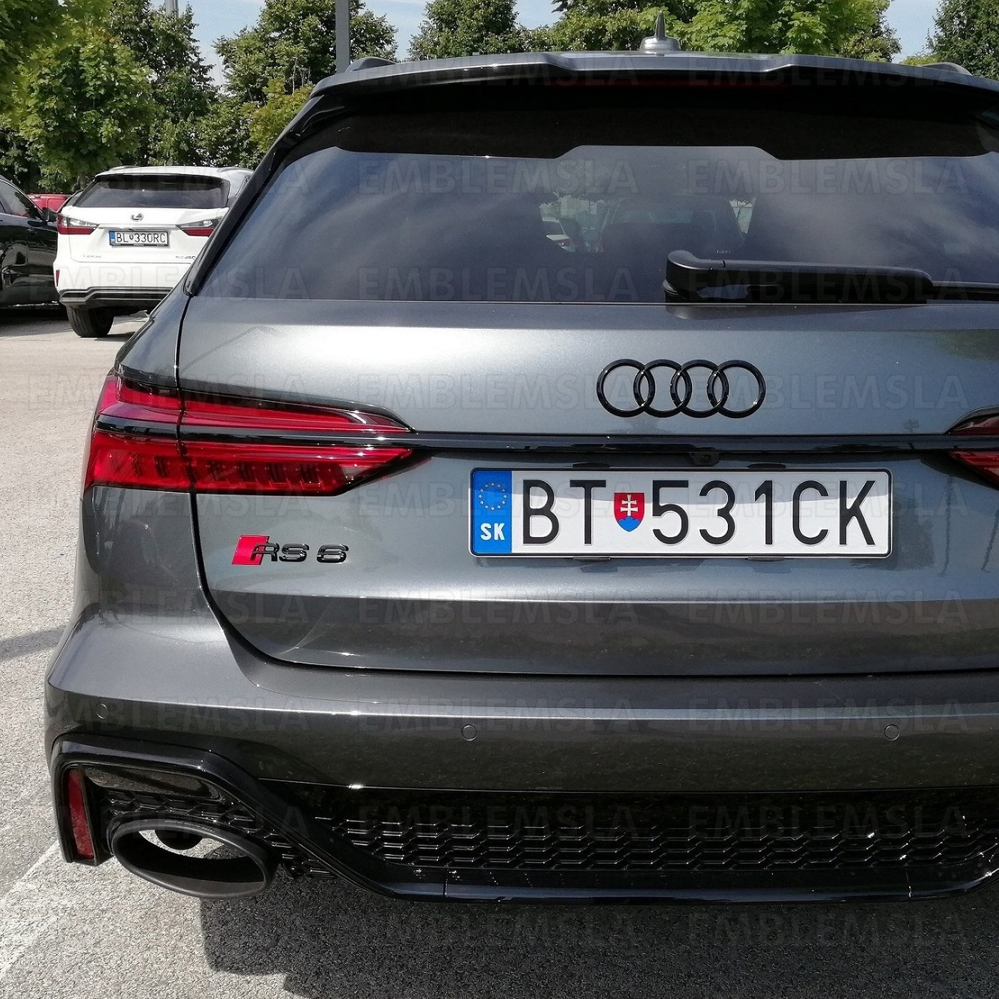 Audi RS6 Gloss Black Emblem 3D Badge Rear Trunk Tailgate for Audi RS6 S6 Logo A6