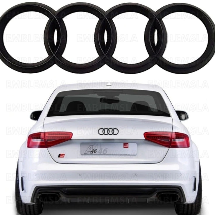 Audi A7 Rear Rings S7 RS7 Gloss Black Rear Trunk Emblem Lid Concave Curve Badge 203mm