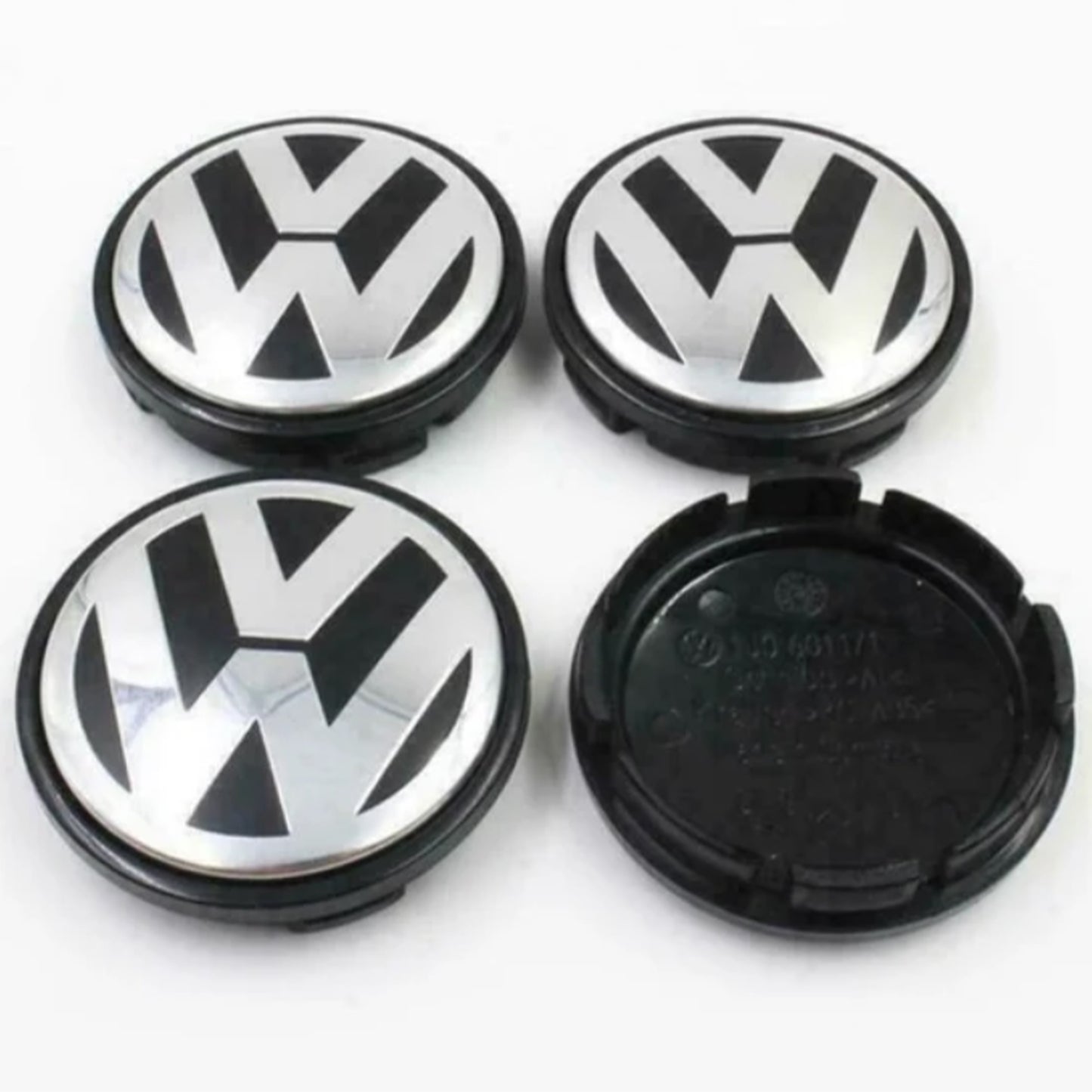 2004-2017 Volkswagen VW Touareg 3" Center Caps 77mm Black Chrome Hub Caps
