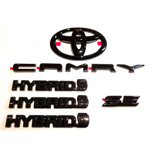 2018-2022 Toyota Camry Se Hybrid 6pcs Gloss Black Out Overlay Emblem Badge