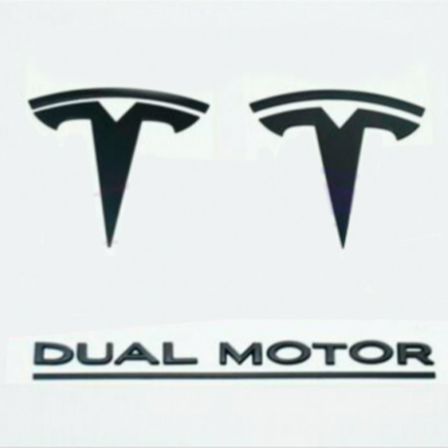 Tesla Model Y Front Rear Emblem T Badge Dual Motor Glosy Black Sticker Set