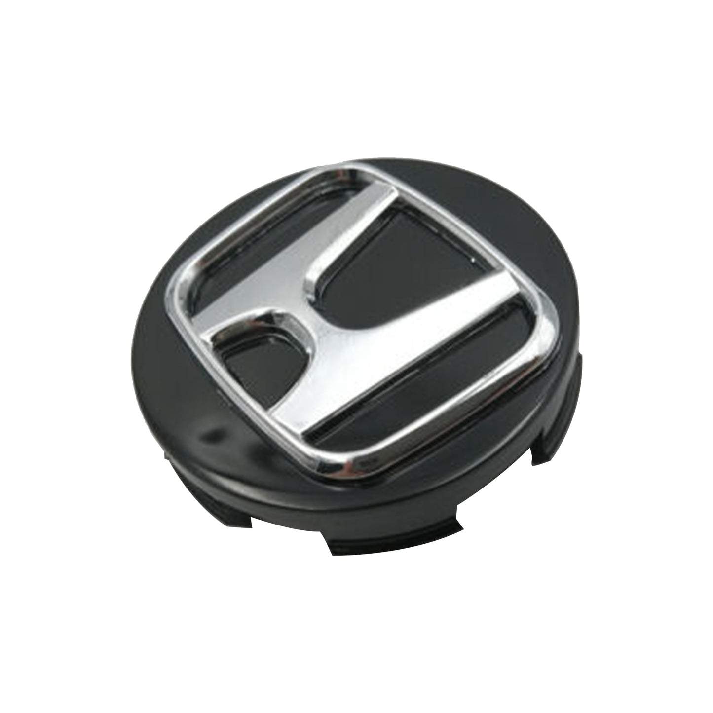 Honda 58mm 2.25" Set of 4 Black With Chrome Logo Wheel Cap Hub Center
