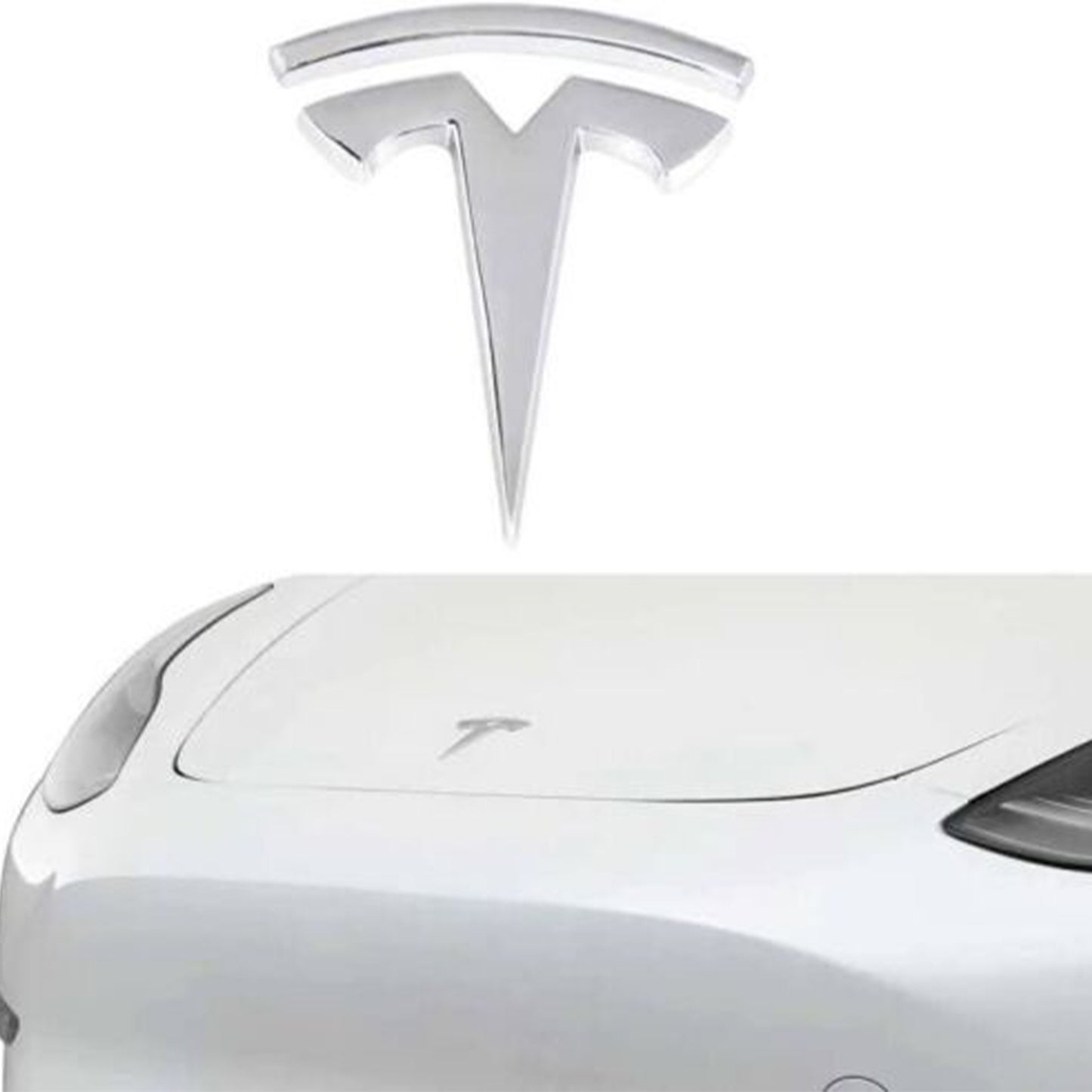 Tesla Model 3 Front Bumper Hood T Nameplate Logo Badge Emblem Sport OEM Chrome