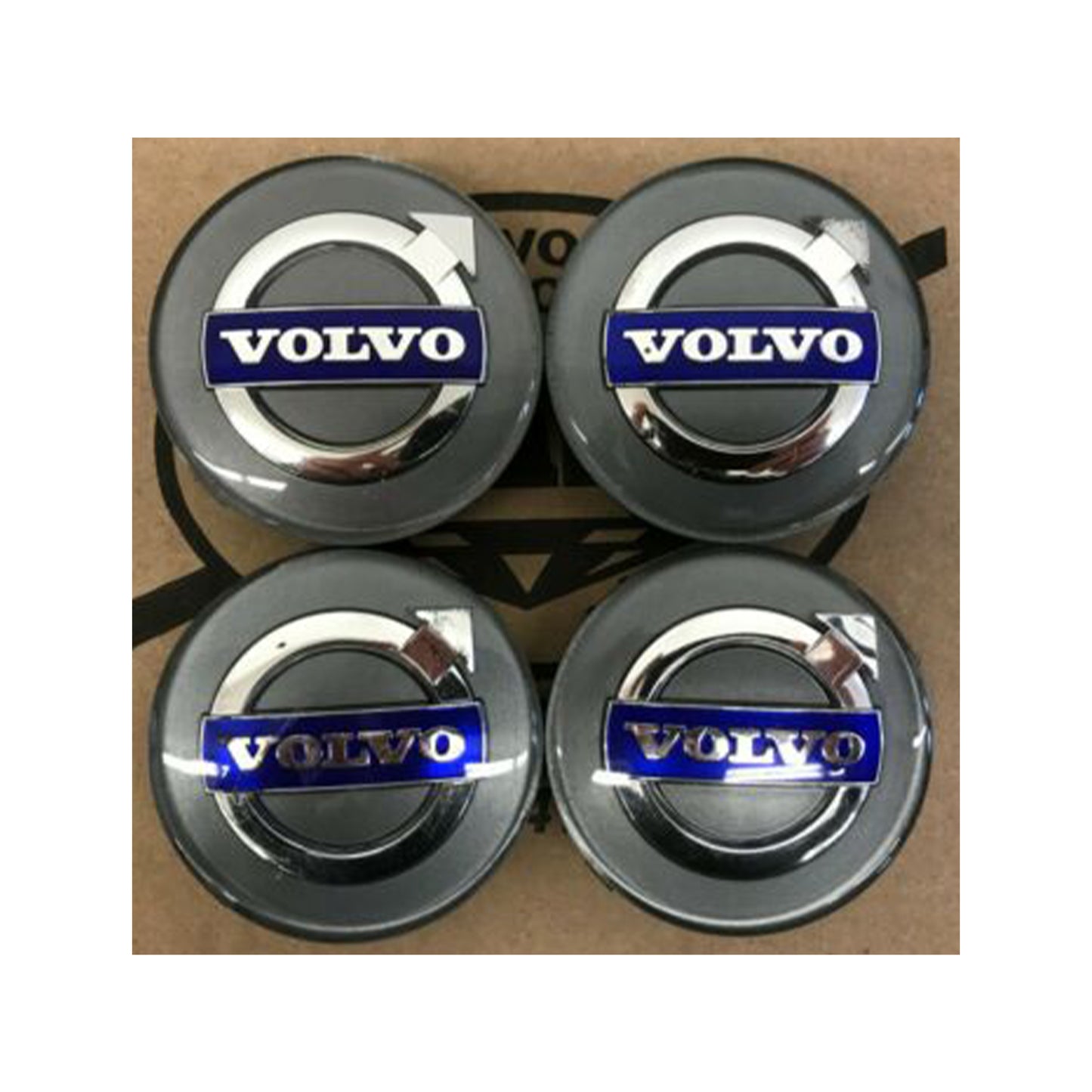 Volvo S60 V70/XC70 S80 XC90 C70 S40 V50 C30 4 OEM Silver Center Hub Caps