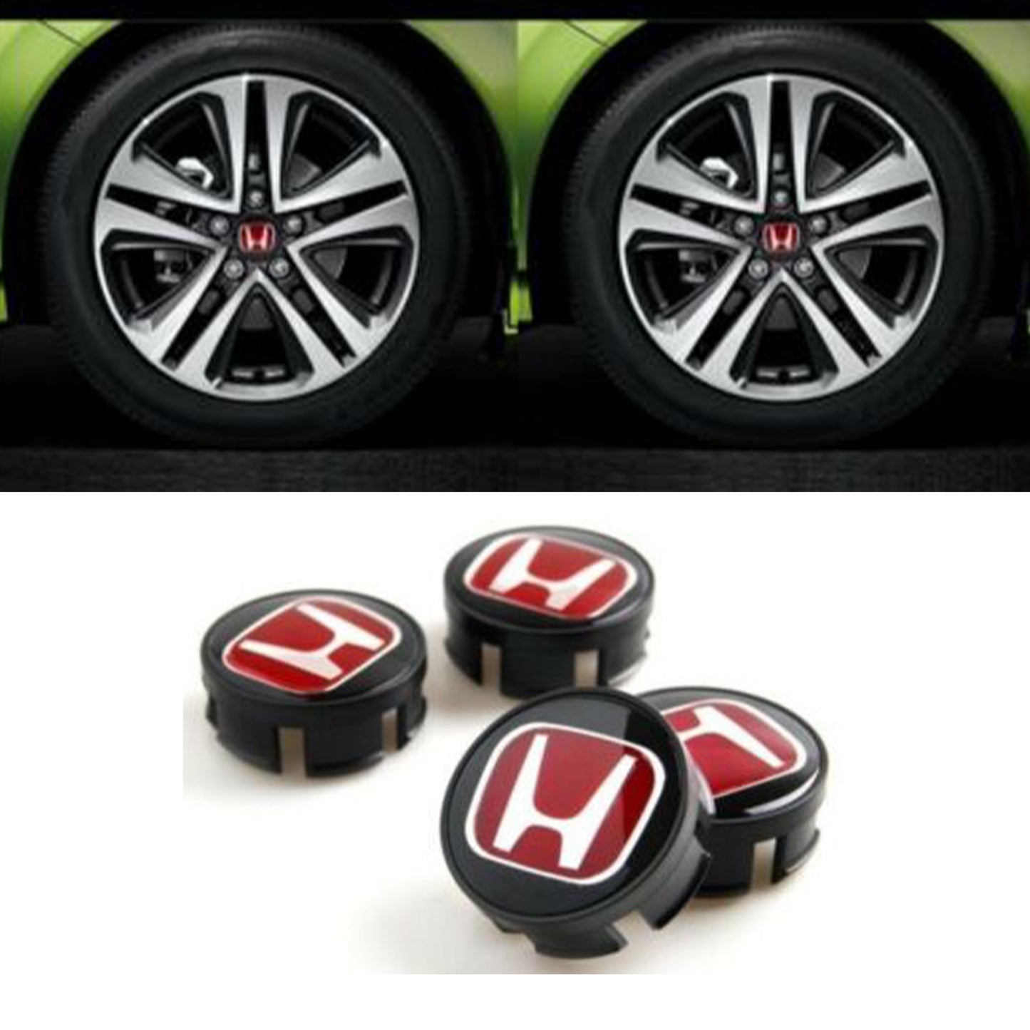 Honda Civic Fit Set Of 4 Jdm Red H Wheel Center Caps Hubs Cover Cap 58mm 2 1/4