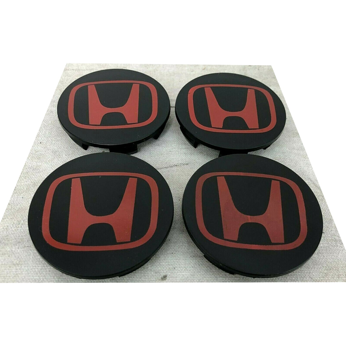 Honda Civic CRV Set of 4 Wheel Rim Center Caps Black/Red Logo 69MM/2.75'