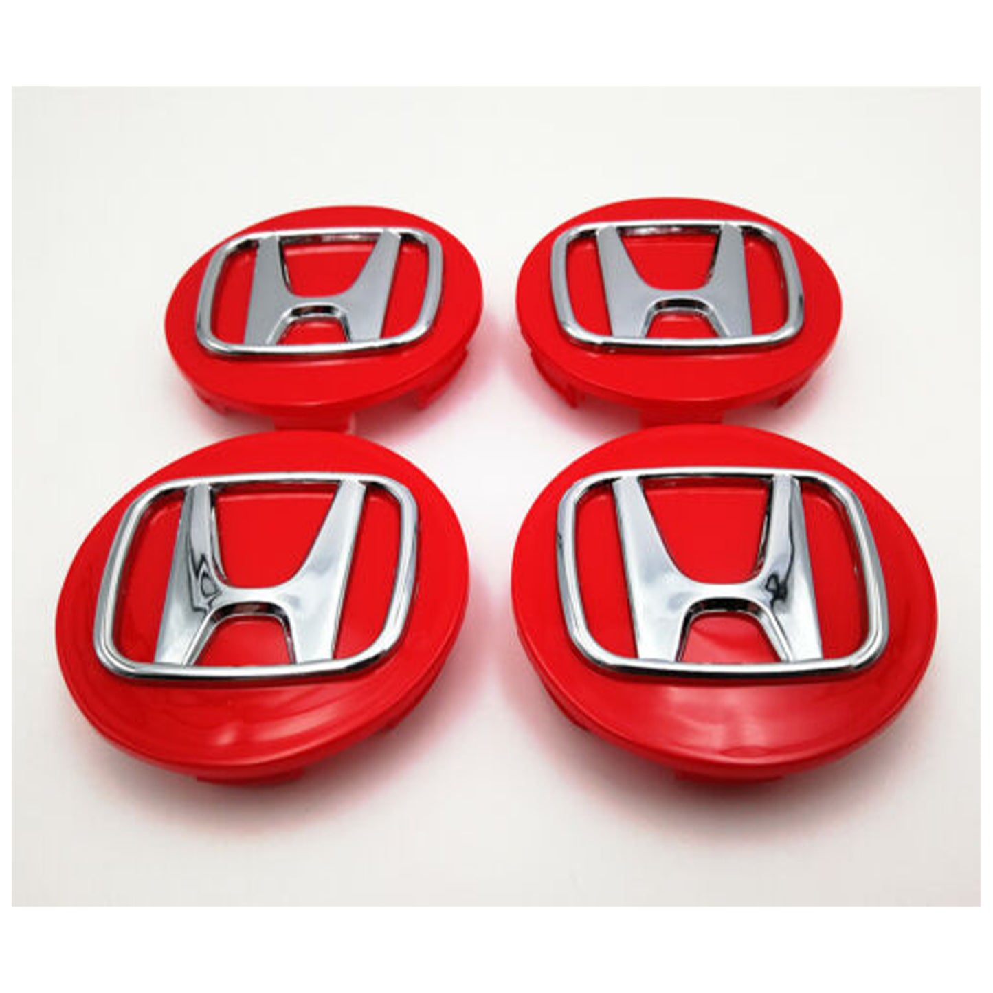 Honda Set of 4 Wheel Rim Center Caps Red/Chrome Logo 69MM/2.75