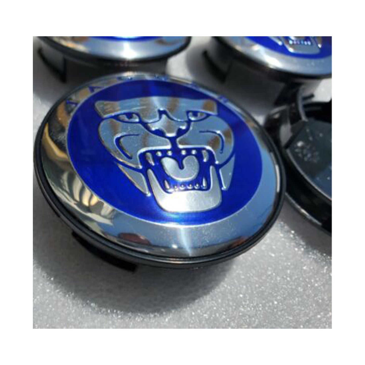 Jaguar Set Of 4 Blue Wheel Center Cap 59mm