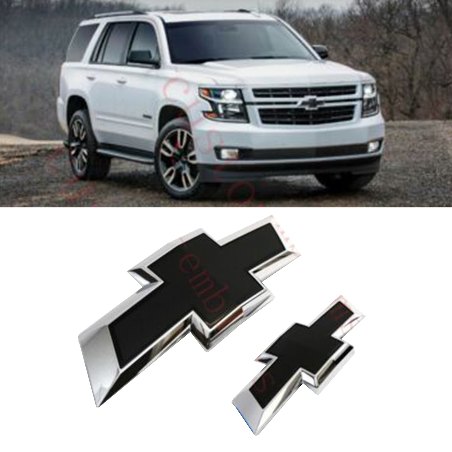 2015-2020 Chevrolet Tahoe Suburban Black Bowtie Emblems 84722856 Front&Rear