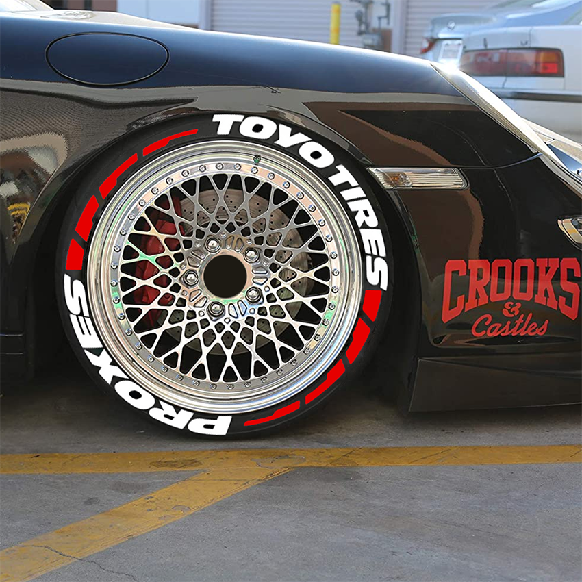 Permanent Tire Lettering Stickers Toyo Tires Proxes set 4 wheels 32mm for 14" to 22"