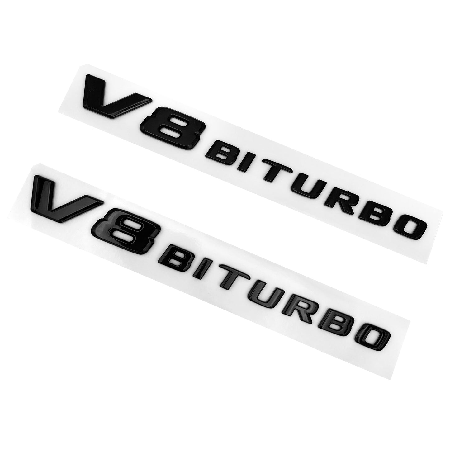 Mercedes Benz C63 E63 V8 BiTurbo AMG 17+ Emblem Side Fender 3D Badge Gloss Black