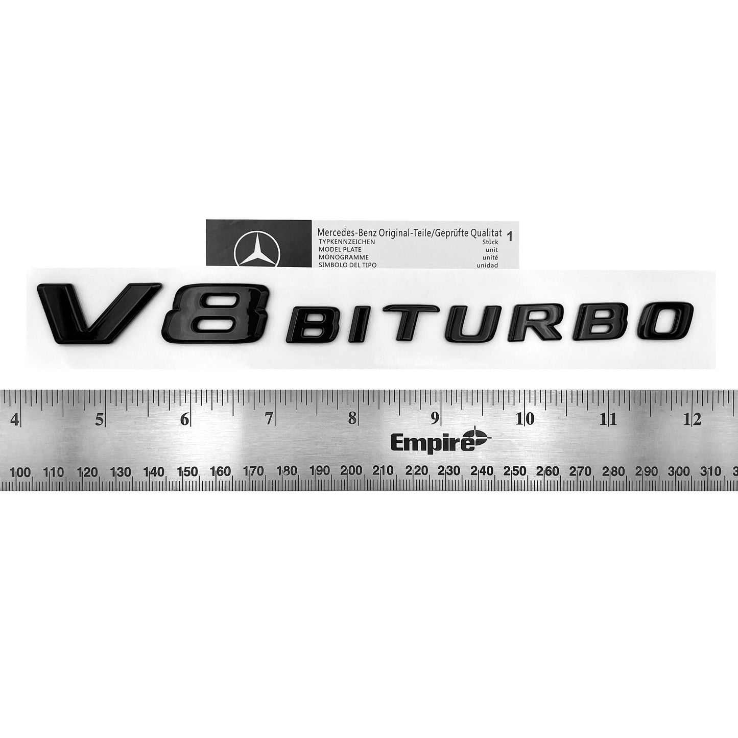 Mercedes Benz C63 E63 V8 BiTurbo AMG 17+ Emblem Side Fender 3D Badge Gloss Black