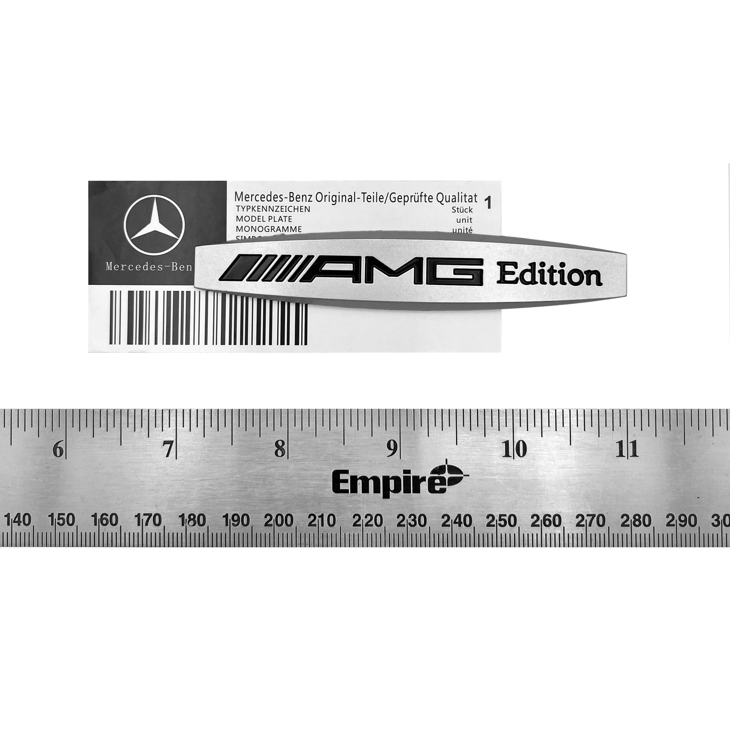 Mercedes Benz 2X AMG Edition Silver Emblem Metal Side Fender Skirts 3D Badge