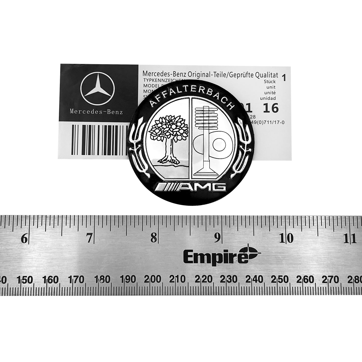 Mercedes-Benz AMG Affalterbach Tree Steering Wheel Emblem Black Chrome 52mm 3D Interior Badge
