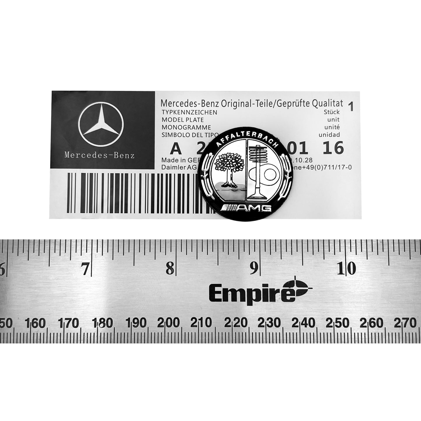 Mercedes Benz AMG Affalterbach Black Silver Multimedia Emblem Interior Control 3D Badge 29mm