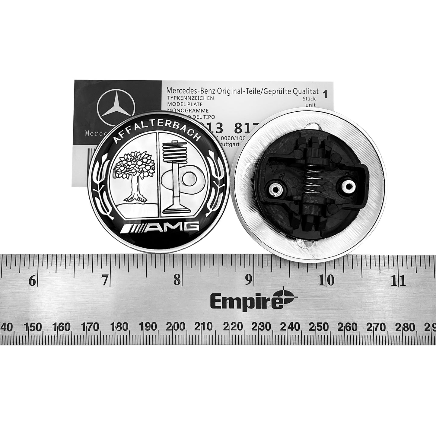 Mercedes Benz AMG Front Hood Emblem Affalterbach Black Chrome Apple Badge 57mm