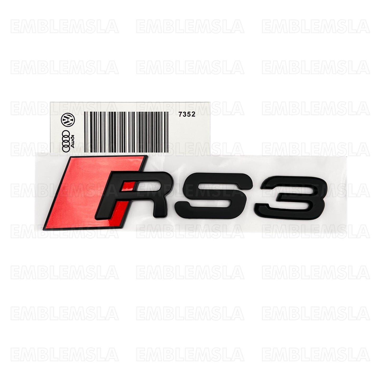 Audi RS3 Matte Black Emblem 3D Badge Rear Trunk Tailgate for Audi RS3 S3 Logo A3