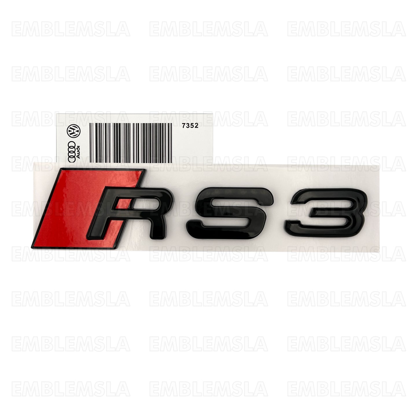 Audi RS3 Gloss Black Emblem 3D Badge Rear Trunk Tailgate for Audi RS3 S3 Logo A3