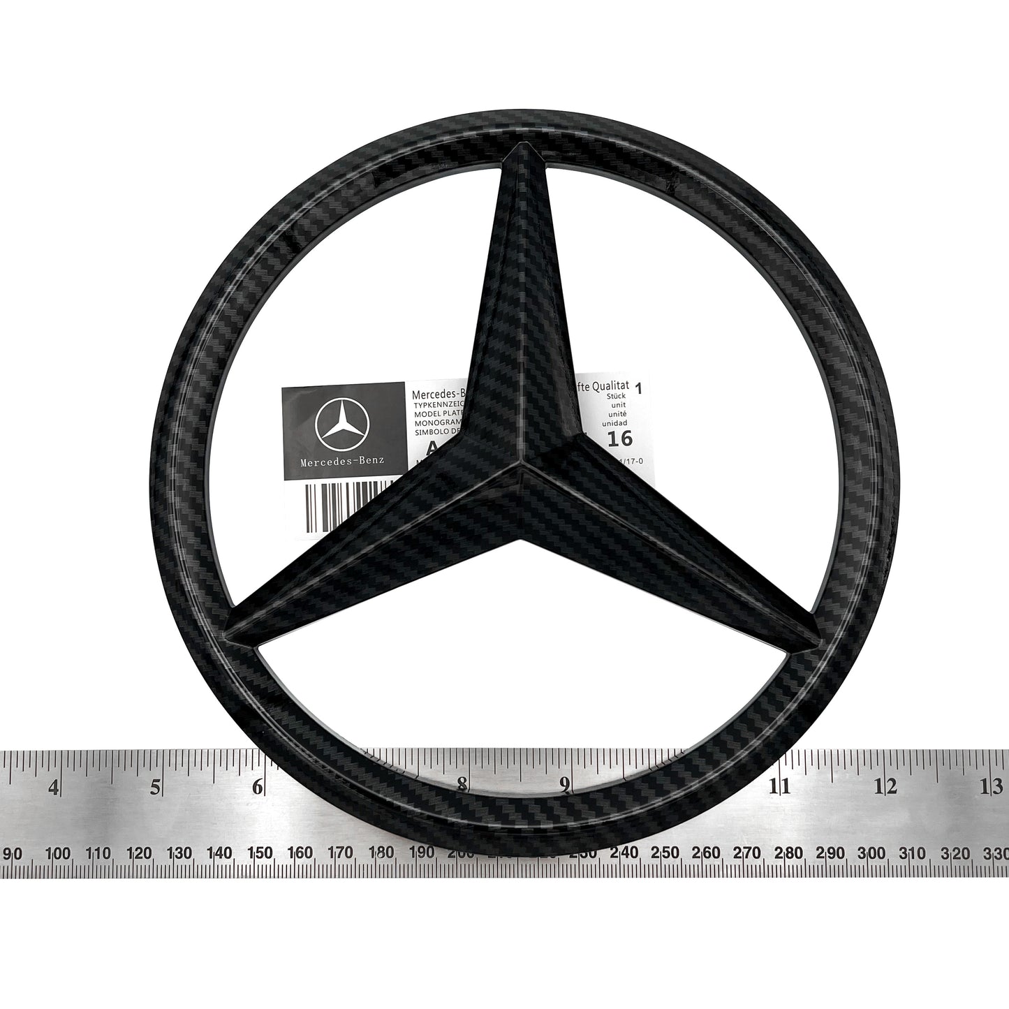 Mercedes-Benz C E GL AMG Front Star Emblem Cover Sport Carbon Fiber Look Grill Badge